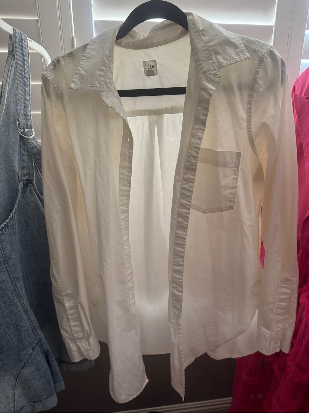 GAP Women's Cream Open-Front Shirt Jacket